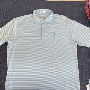 Peter Millar Light Blue and White Striped Polo